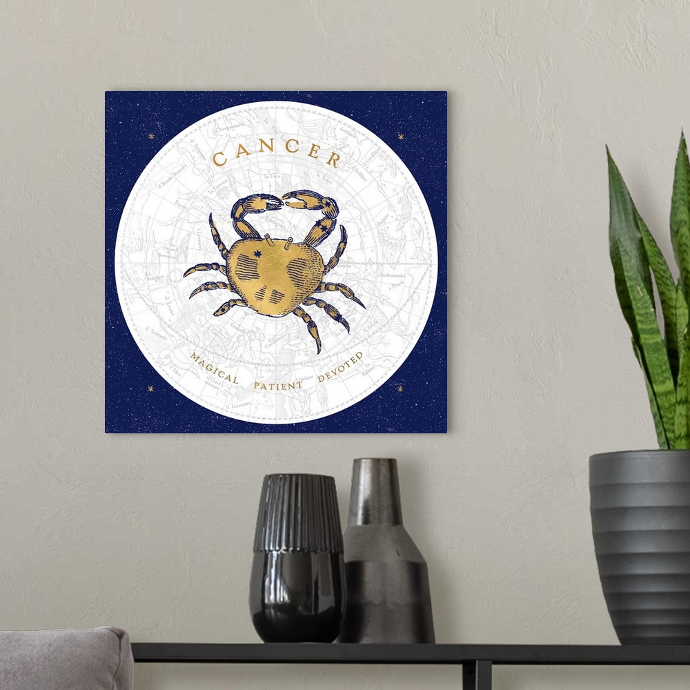 A modern room featuring Gilded Zodiac Cancer