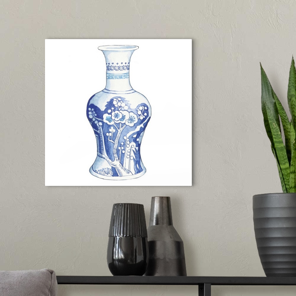 A modern room featuring Ginger Jar III on White