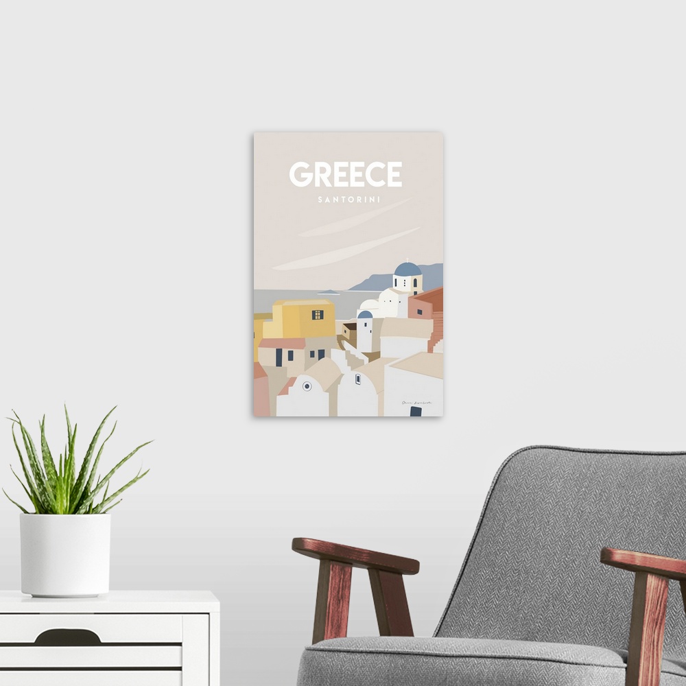 A modern room featuring Greece