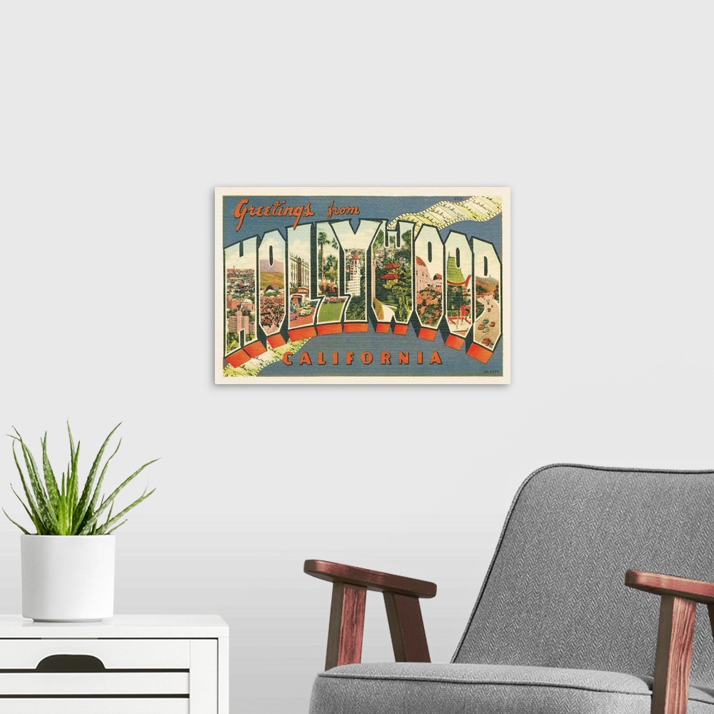 A modern room featuring Greetings from Hollywood v2