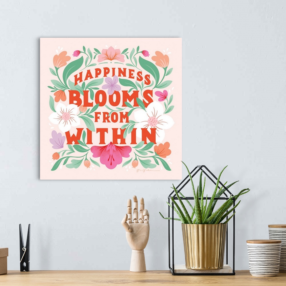 A bohemian room featuring Happiness Blooms I
