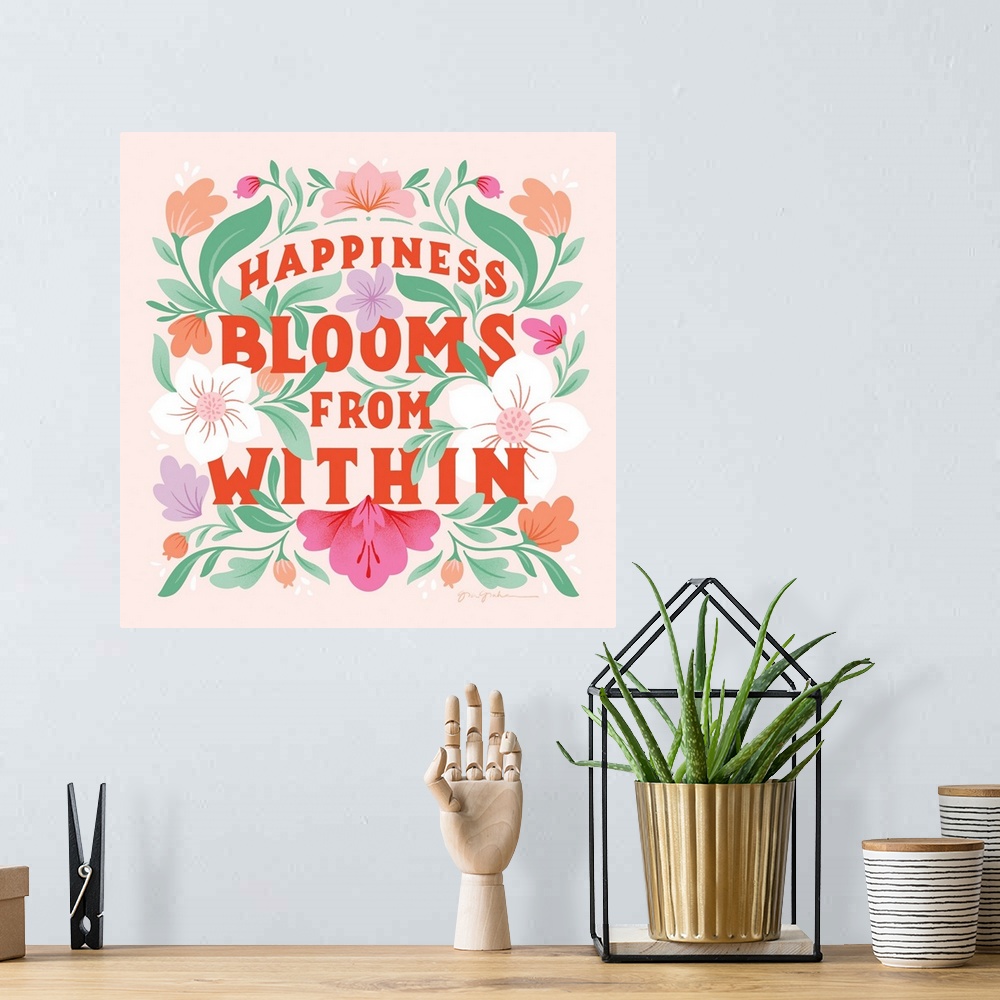 A bohemian room featuring Happiness Blooms I