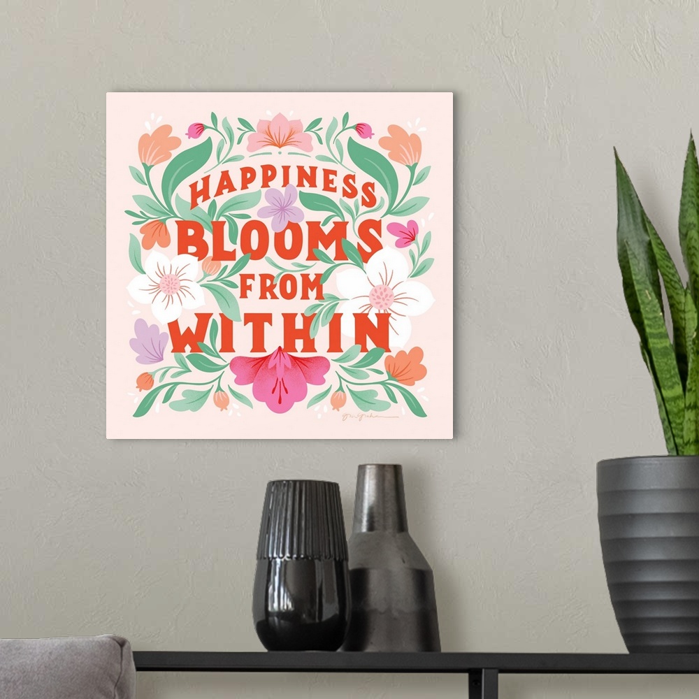 A modern room featuring Happiness Blooms I