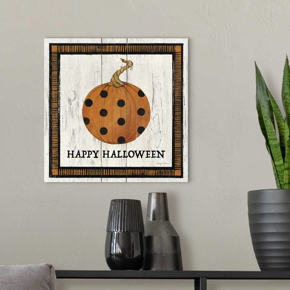 A modern room featuring Happy Halloween Pumpkin