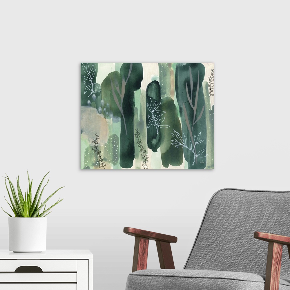A modern room featuring Hidden Forest