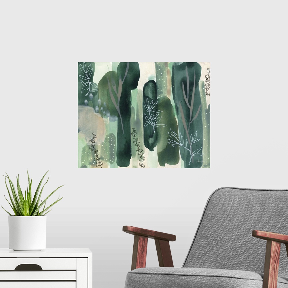 A modern room featuring Hidden Forest