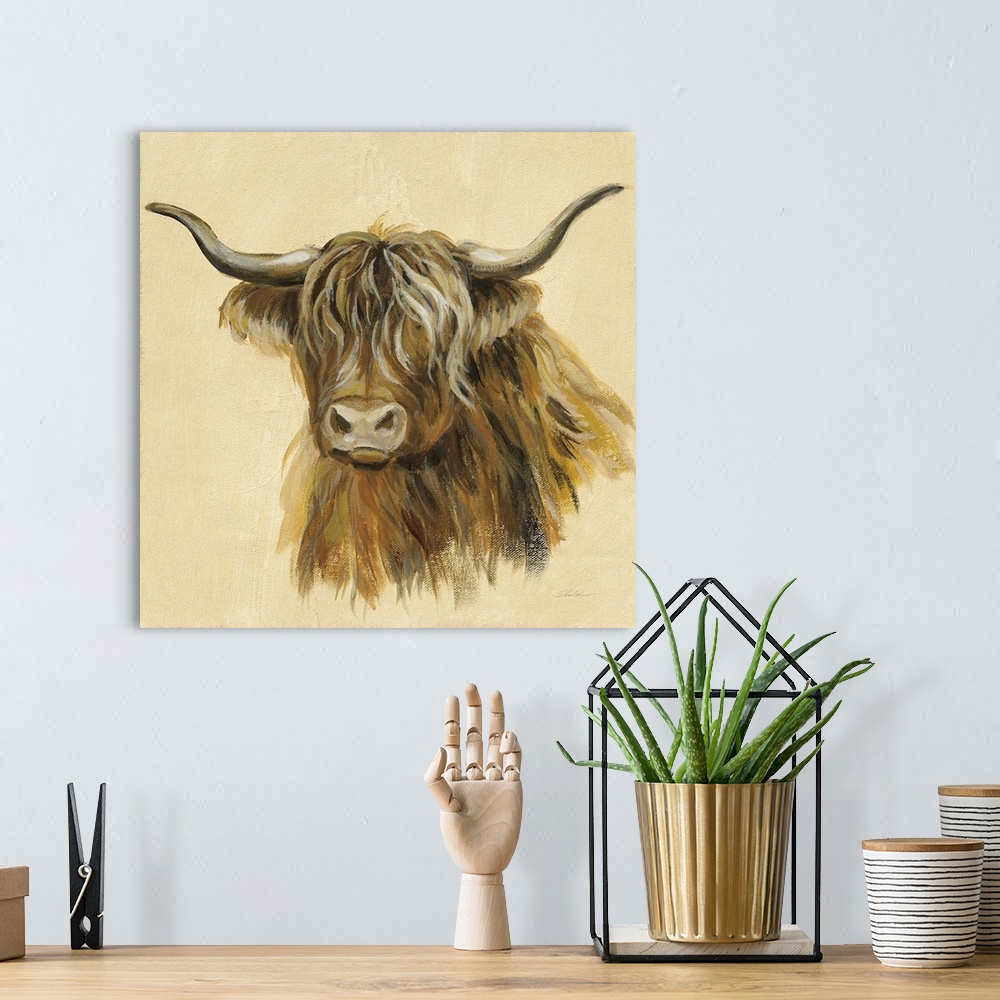 A bohemian room featuring Highland Animal Cow