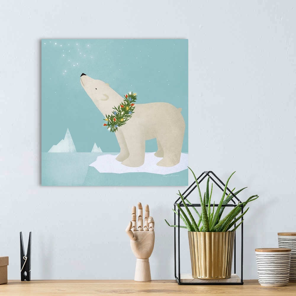 A bohemian room featuring Holiday Polar Bear