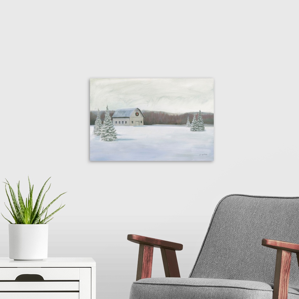 A modern room featuring Holiday Winter Barn