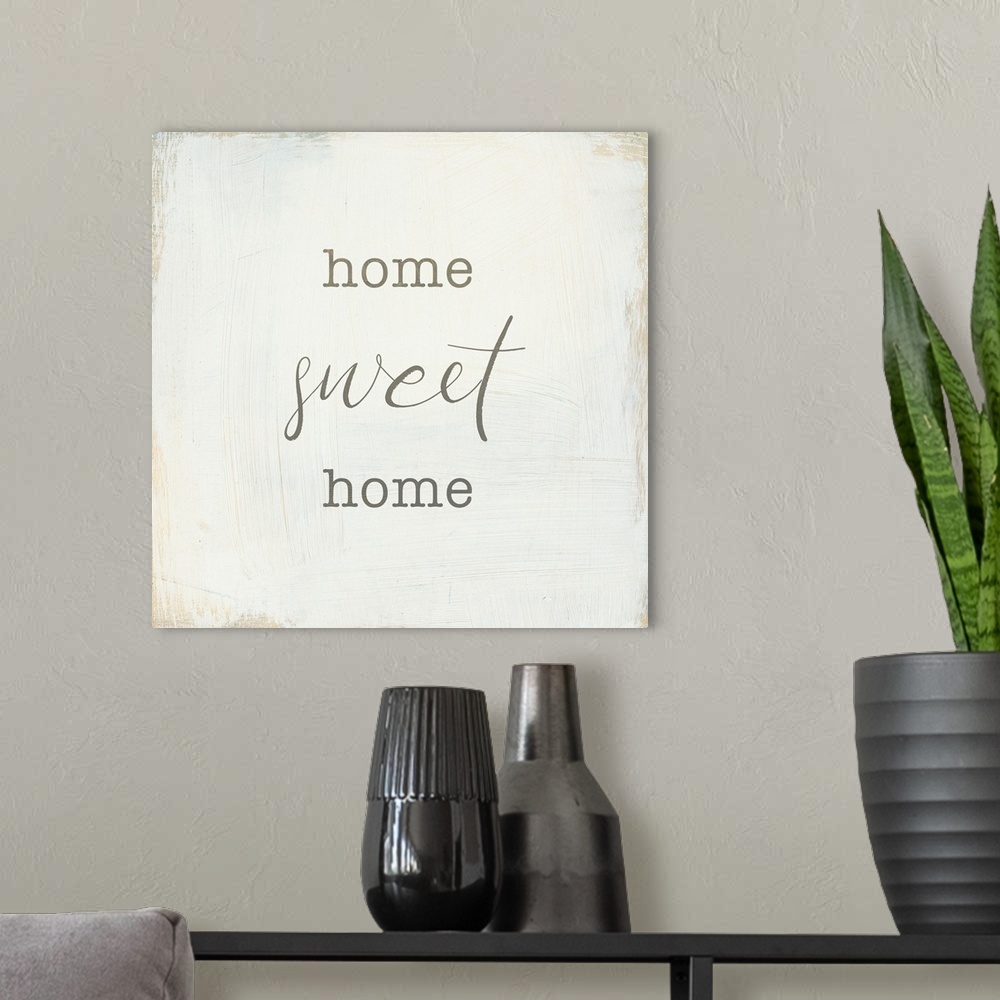 A modern room featuring Home Sweet Home I Script
