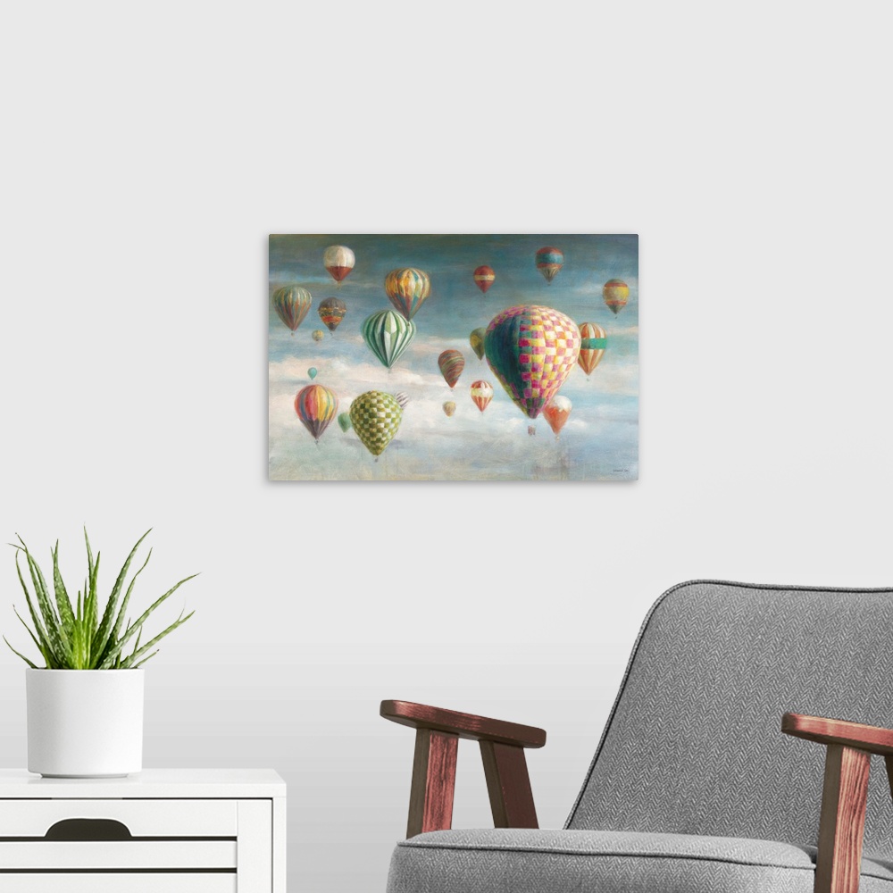 A modern room featuring Hot Air Balloons with Pink Crop