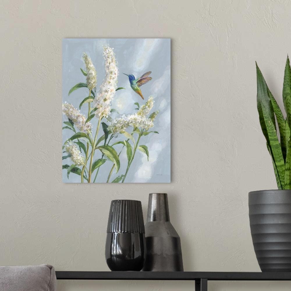 A modern room featuring Hummingbird Spring II Soft Blue