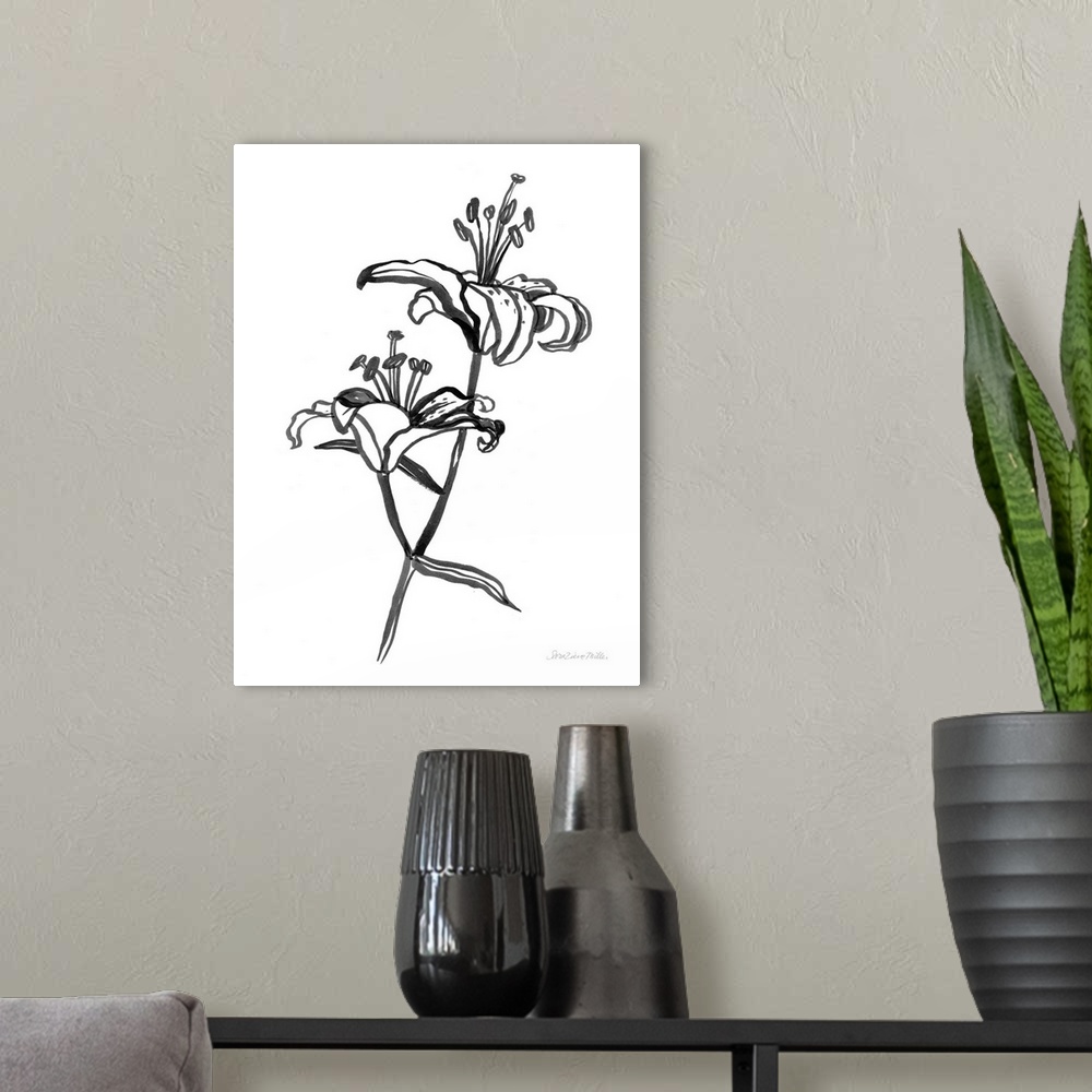 A modern room featuring Ink Lilies I