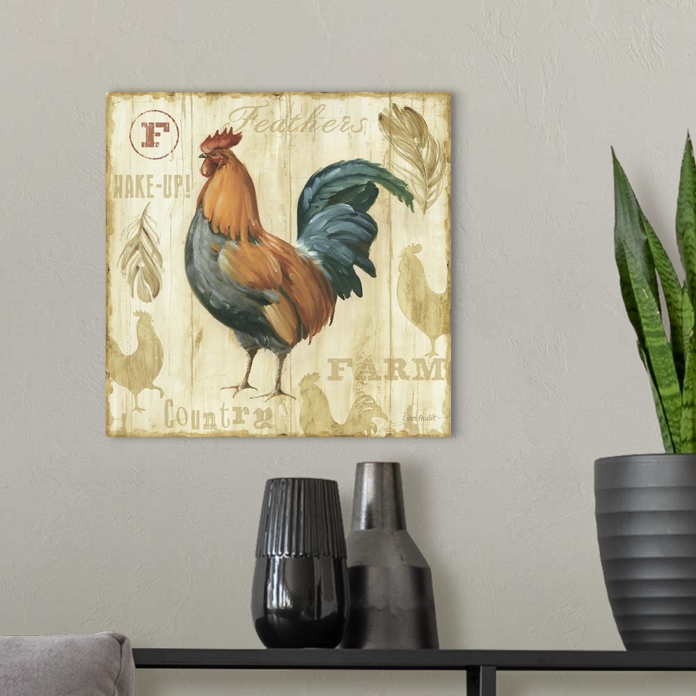 A modern room featuring Joli Rooster II