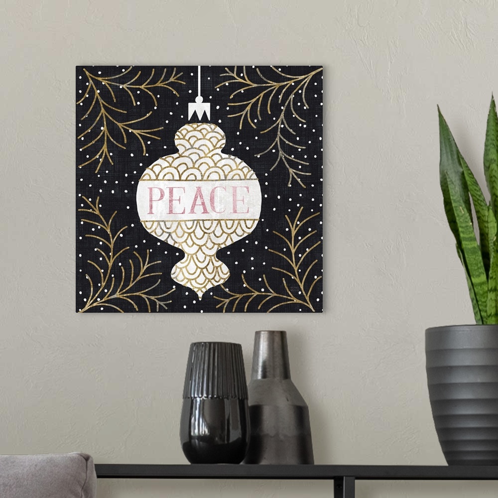 A modern room featuring Jolly Holiday Ornaments Peace Metallic