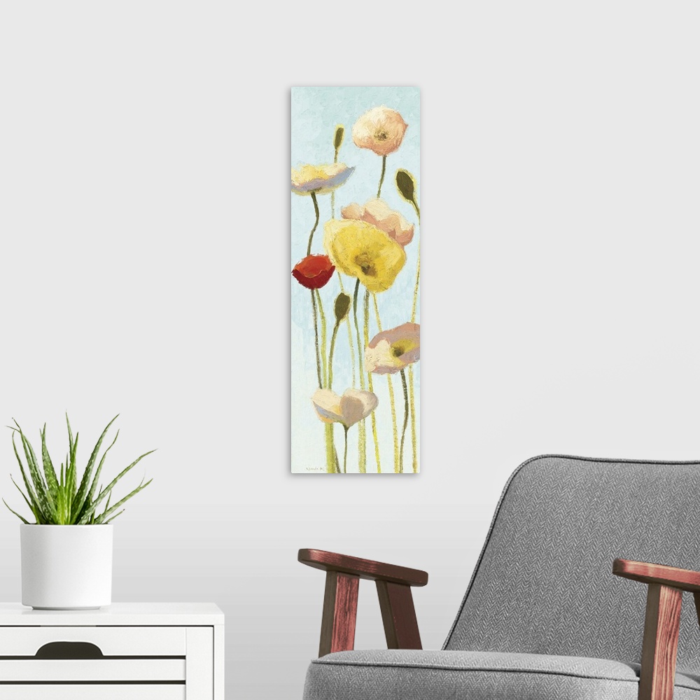 A modern room featuring Just Being Poppies III