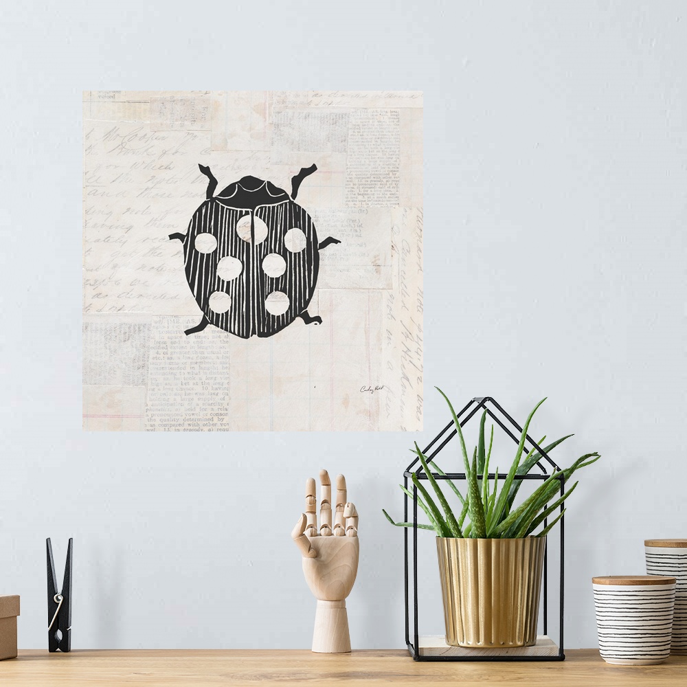 A bohemian room featuring Ladybug Stamp BW