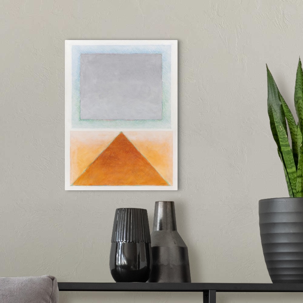A modern room featuring Landscape With Pyramid