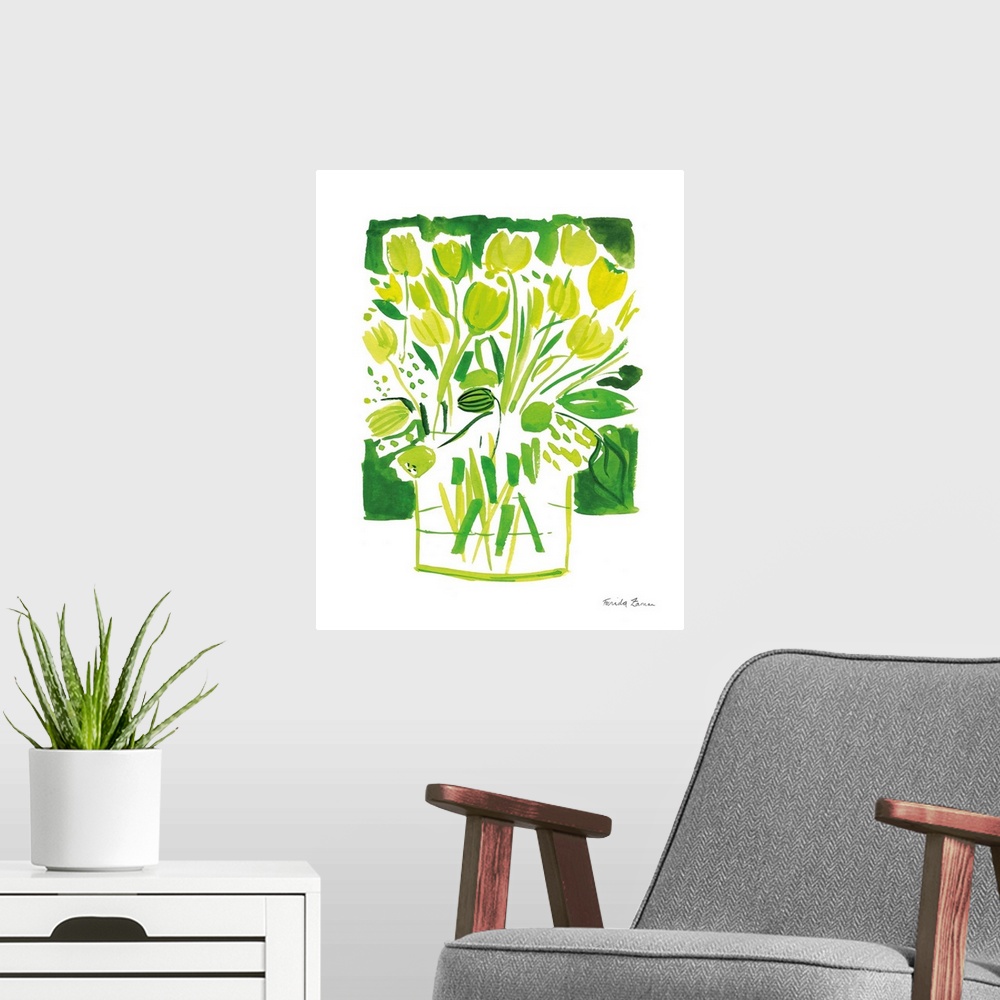 A modern room featuring Lemon Green Tulips I