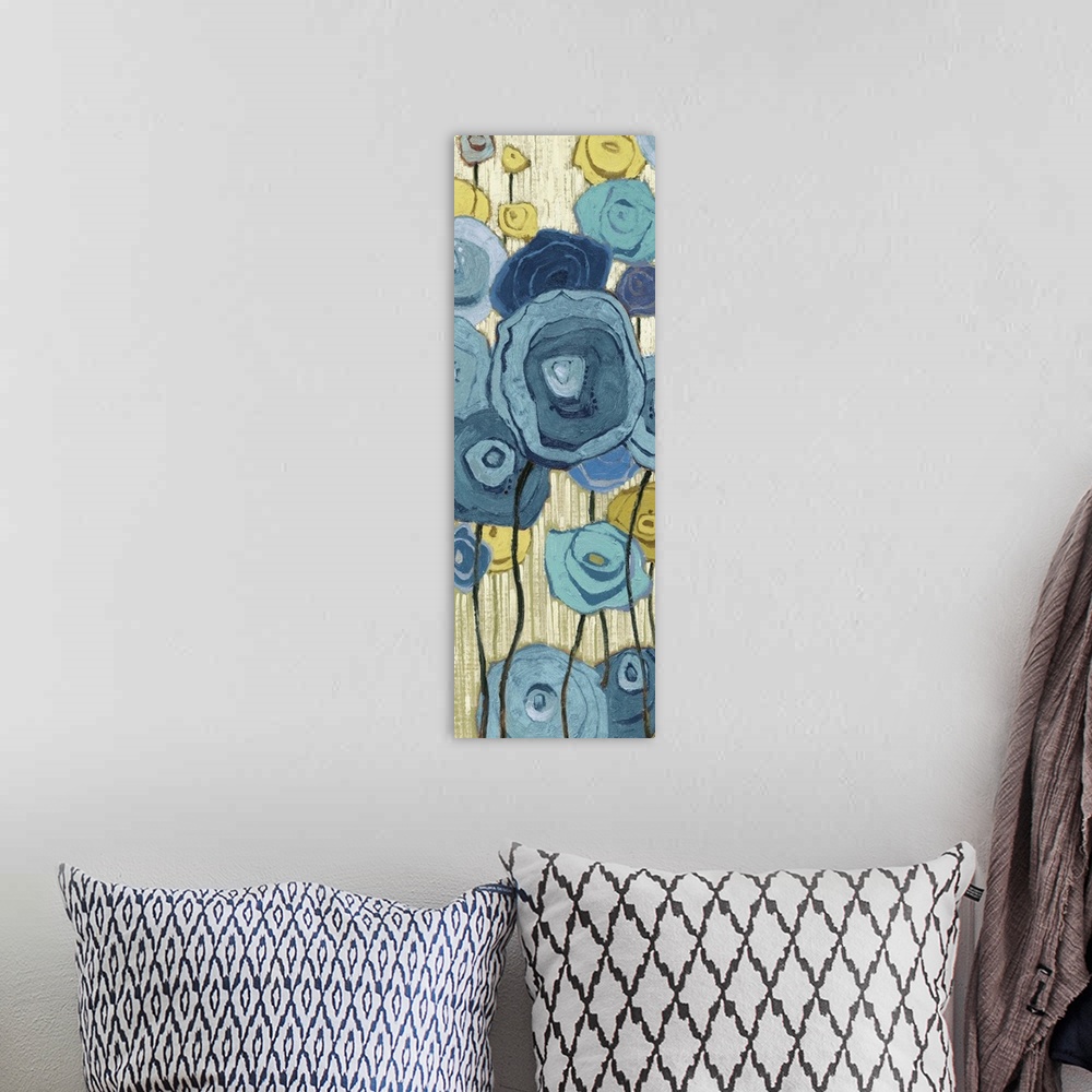 A bohemian room featuring Lemongrass in Blue Panel I