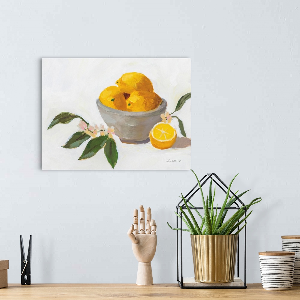 A bohemian room featuring Lemons In Grey Bowl