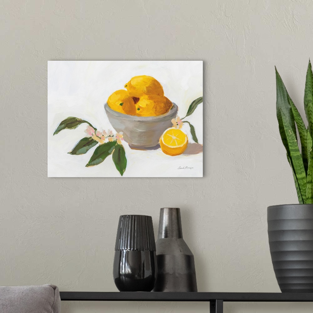 A modern room featuring Lemons In Grey Bowl
