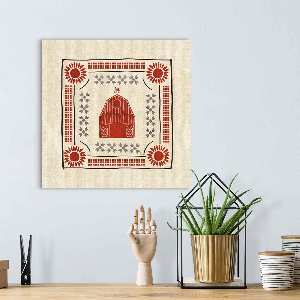 A bohemian room featuring Little Red Farm Tile I