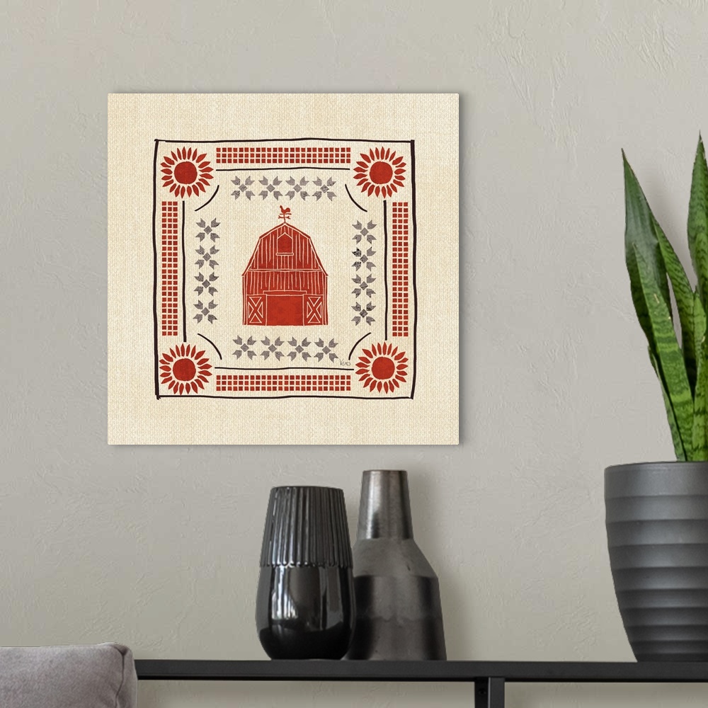 A modern room featuring Little Red Farm Tile I