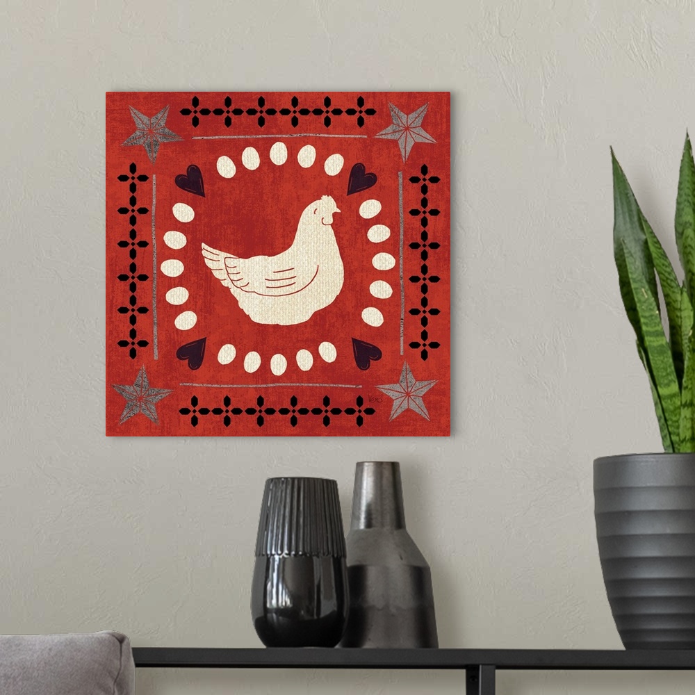 A modern room featuring Little Red Farm Tile III