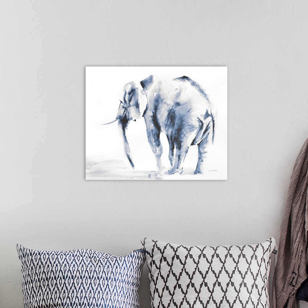 A bohemian room featuring Lone Elephant Blue Gray Crop