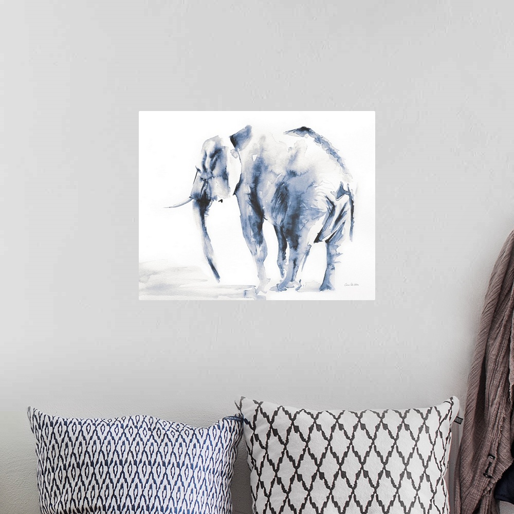 A bohemian room featuring Lone Elephant Blue Gray Crop