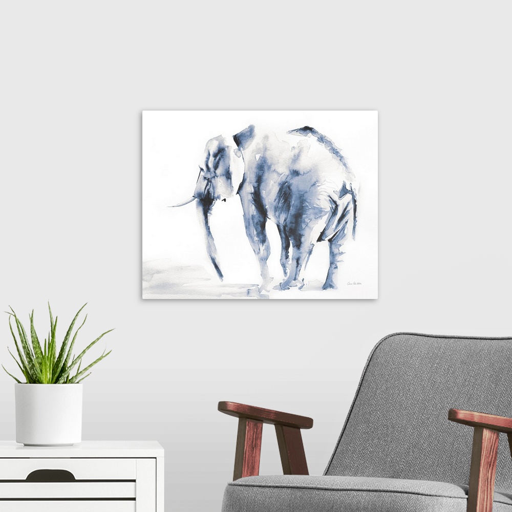 A modern room featuring Lone Elephant Blue Gray Crop