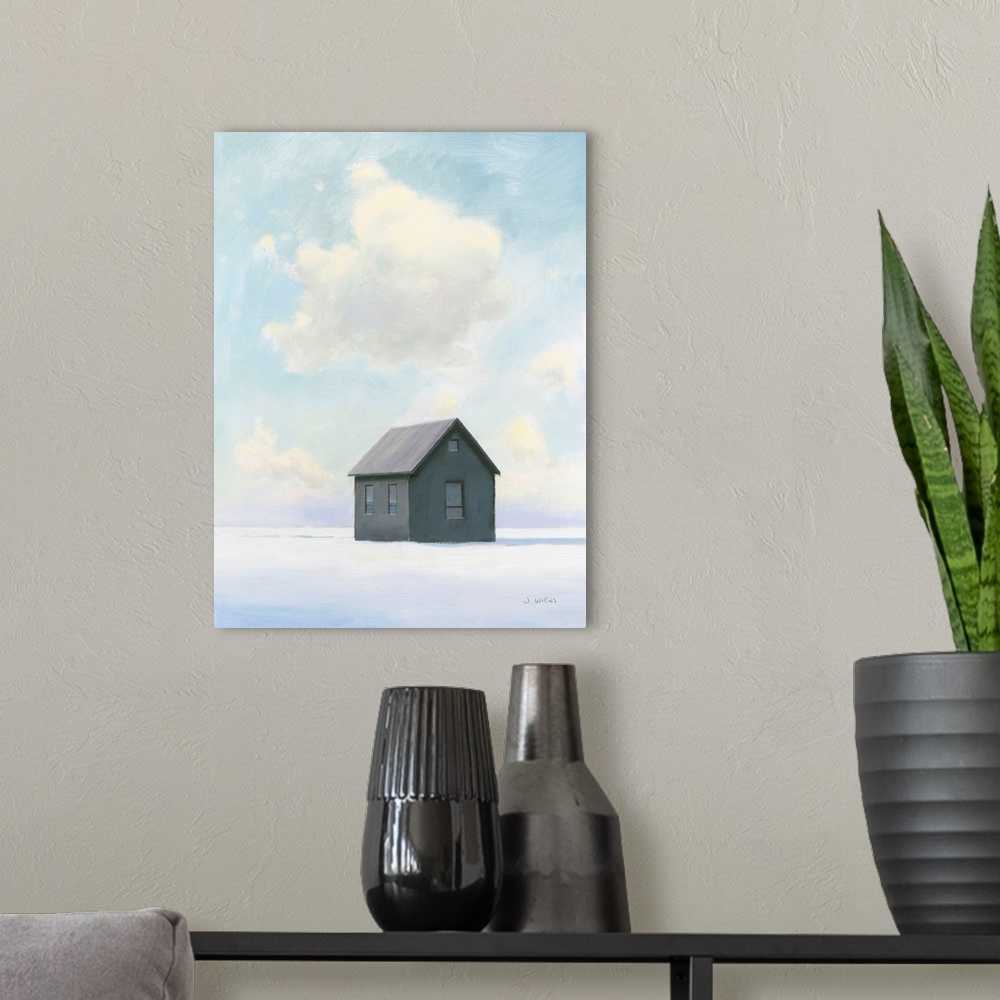 A modern room featuring Lonely Winter Landscape III