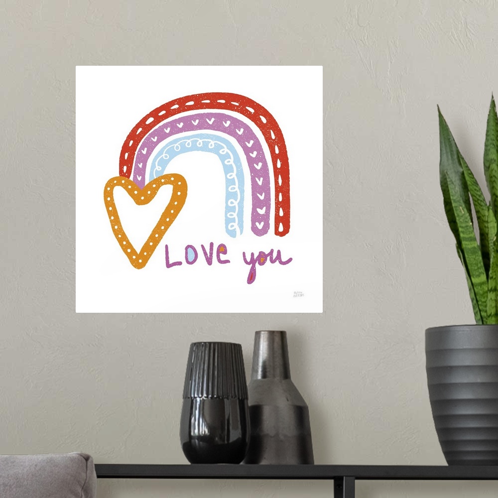A modern room featuring Love You Rainbow