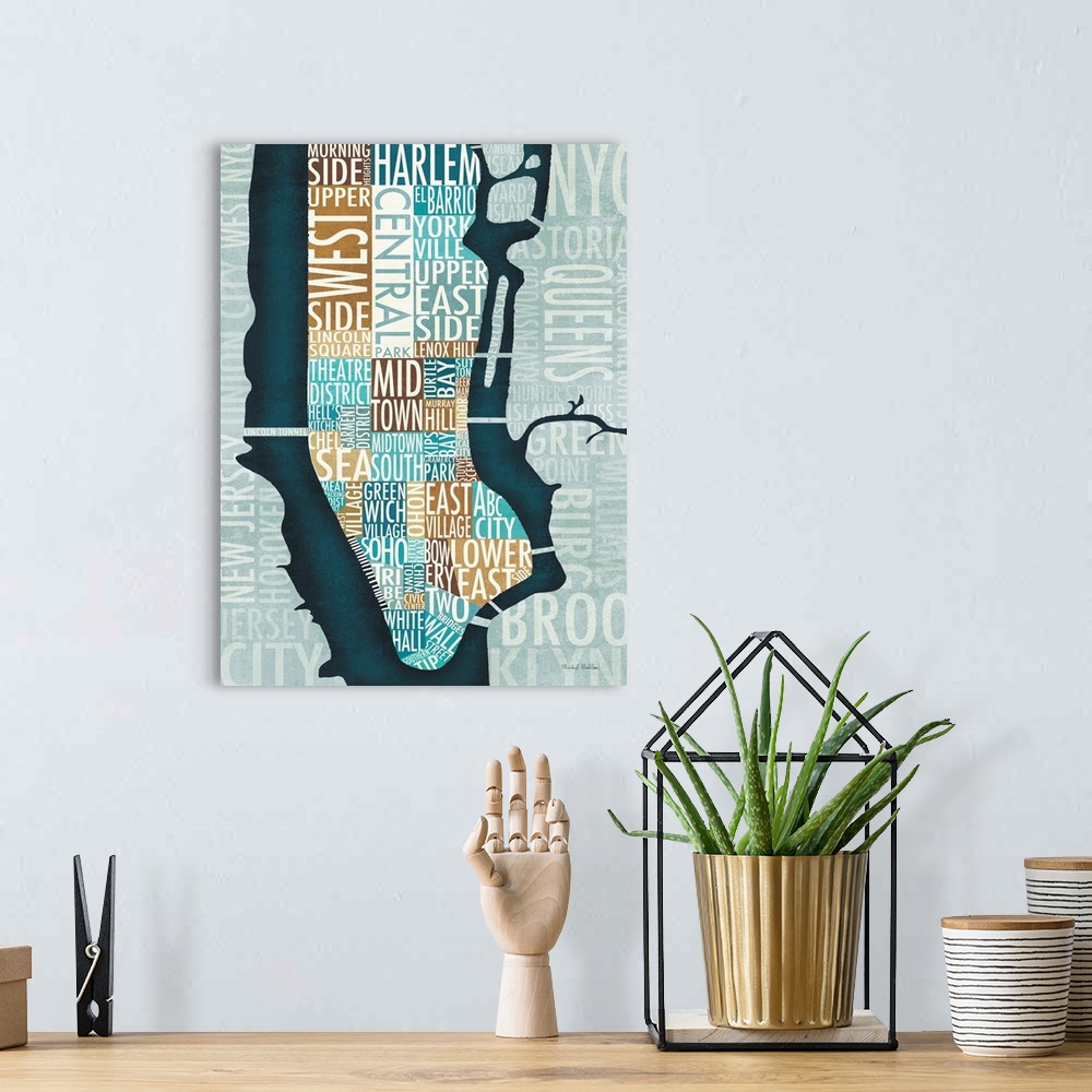 A bohemian room featuring Manhattan Map in Blue and Brown