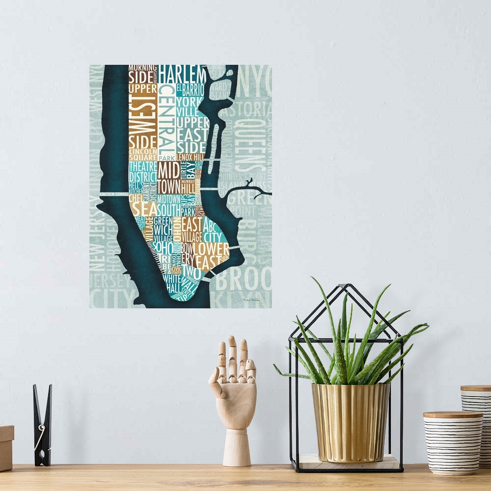 A bohemian room featuring Manhattan Map in Blue and Brown