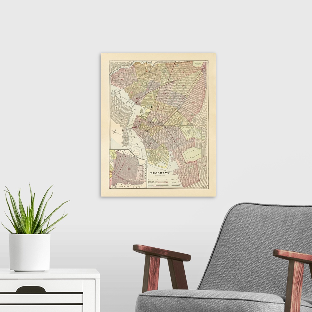 A modern room featuring Map Of Brooklyn