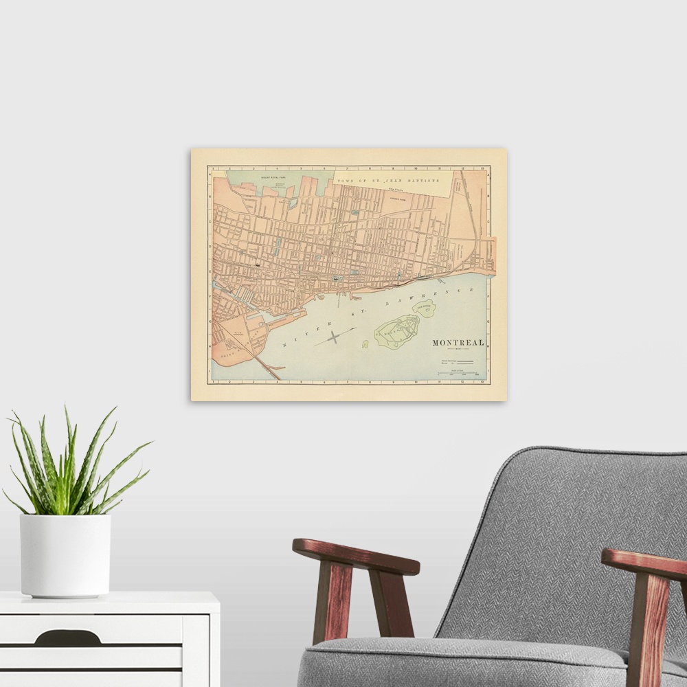 A modern room featuring Map Of Montreal