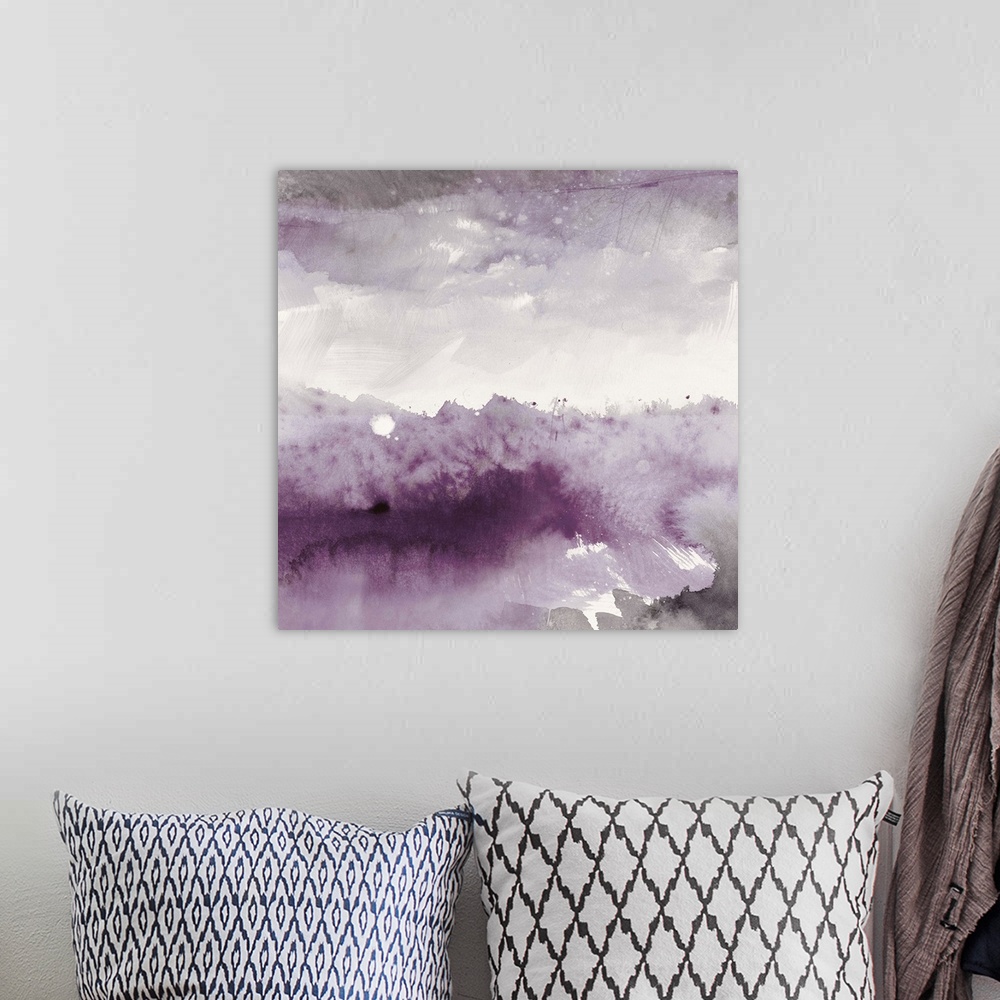 A bohemian room featuring Midnight at the Lake II Amethyst and Grey