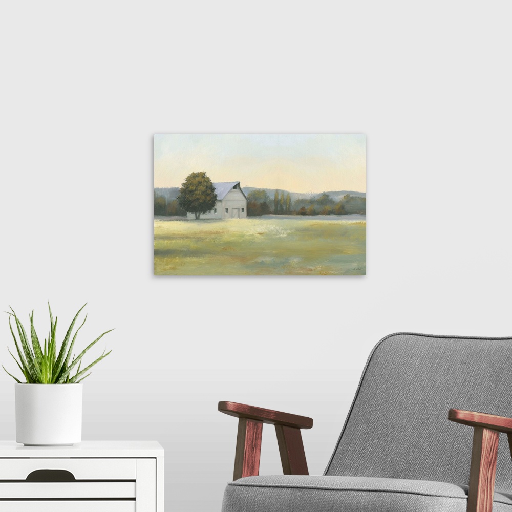 A modern room featuring Morning Meadows II
