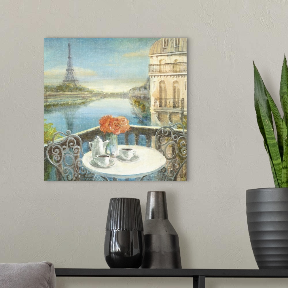 A modern room featuring Morning on the Seine