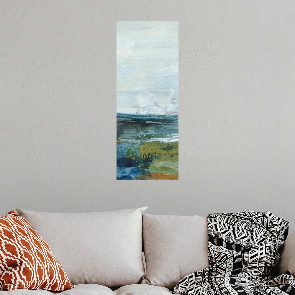 A bohemian room featuring Morning Seascape Panel I