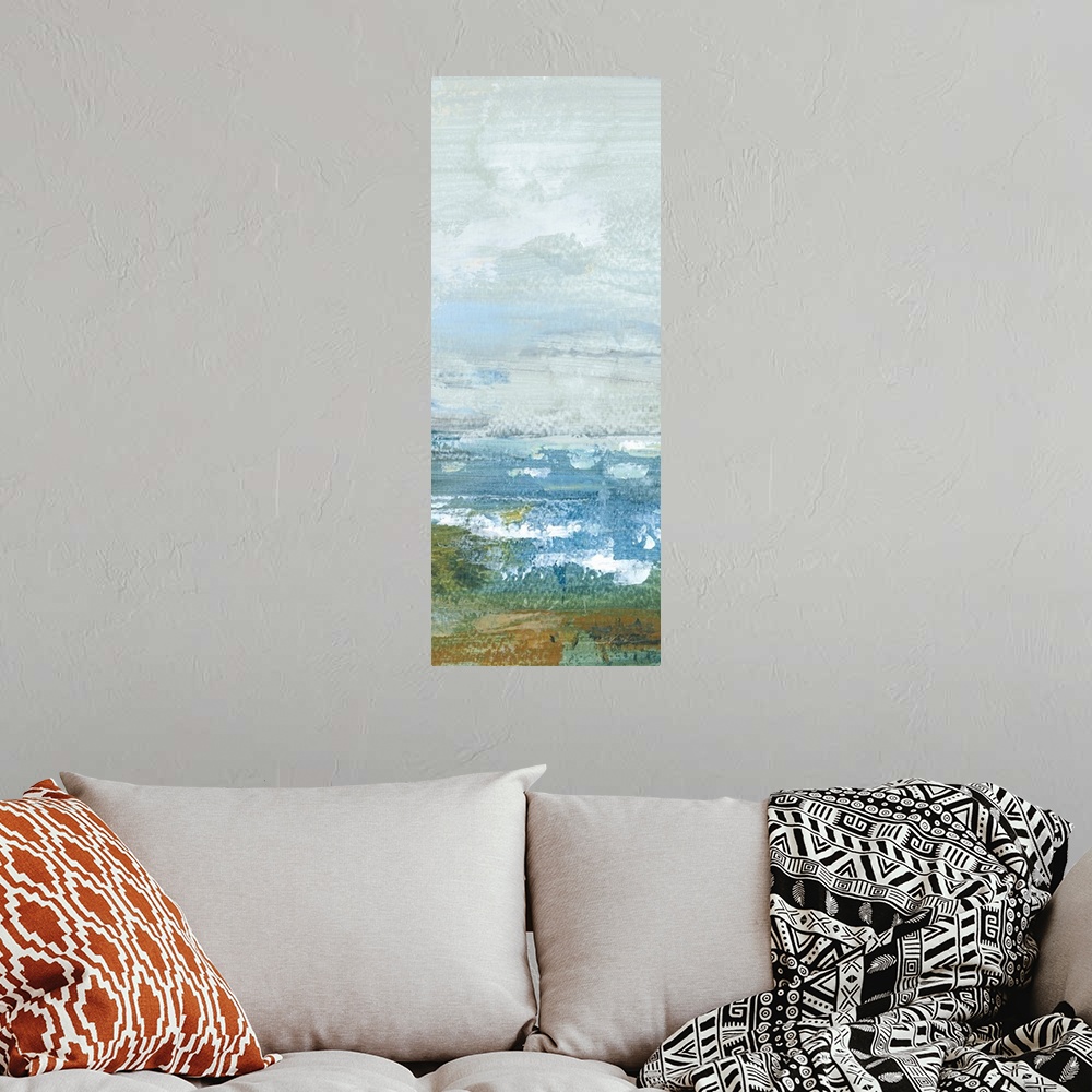 A bohemian room featuring Morning Seascape Panel II