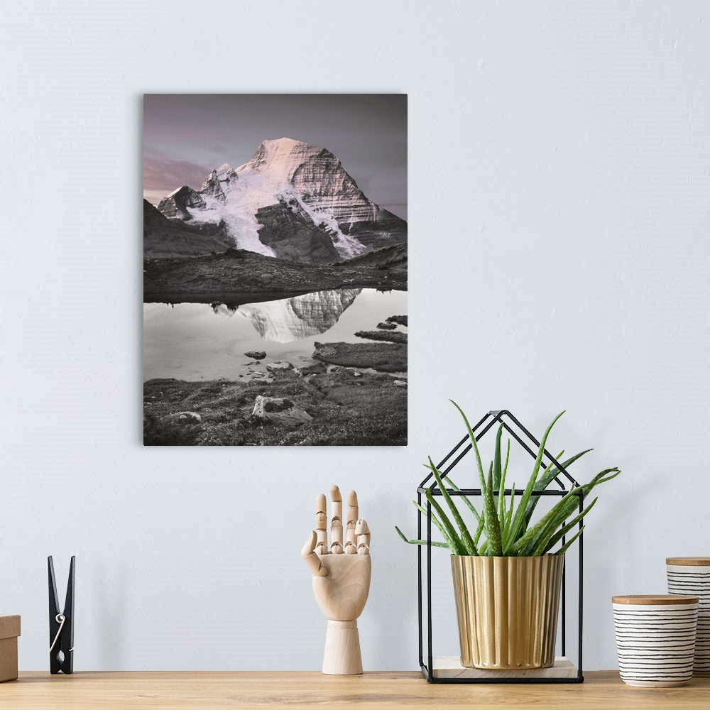 A bohemian room featuring Sunrise over Mount Robson, highest mountain in the Canadian Rockies seen from Mumm Basin, Mount R...