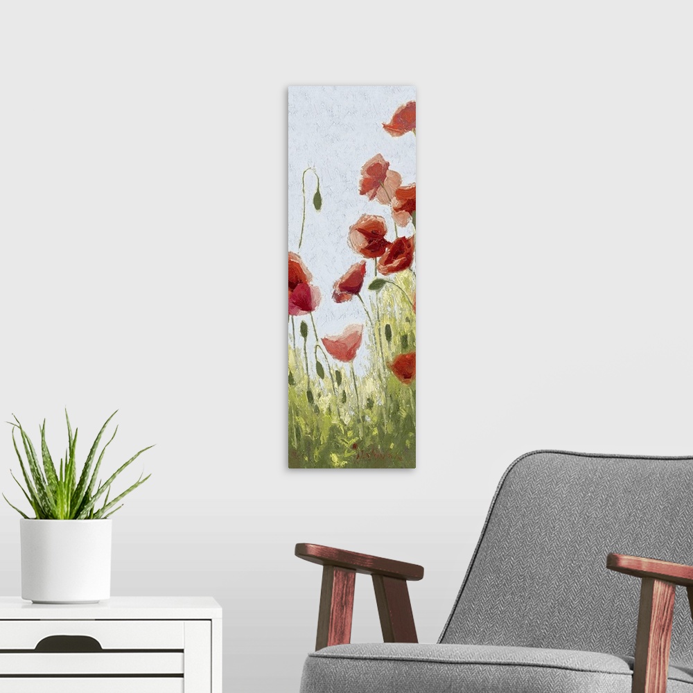 A modern room featuring Mountain Poppies II