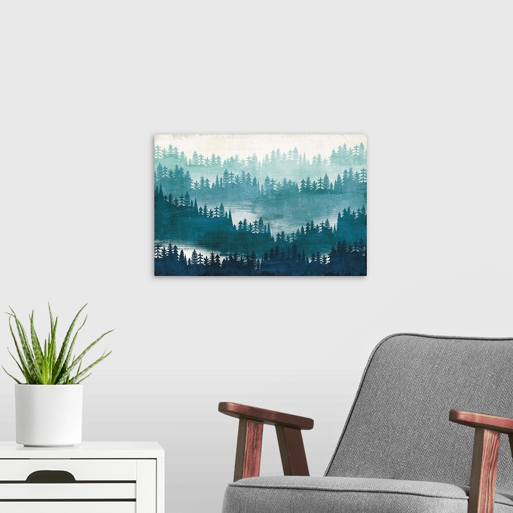 A modern room featuring Mountainscape Blue
