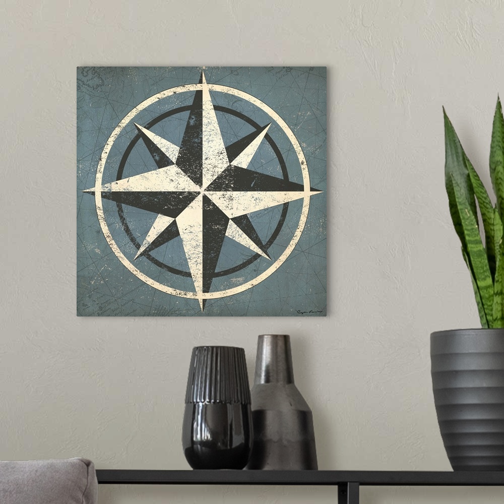 A modern room featuring Nautical Compass Blue