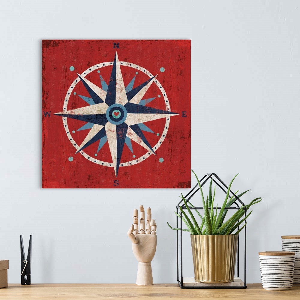 A bohemian room featuring Nautical themed contemporary artwork.