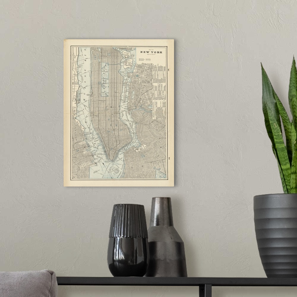A modern room featuring New York City Map