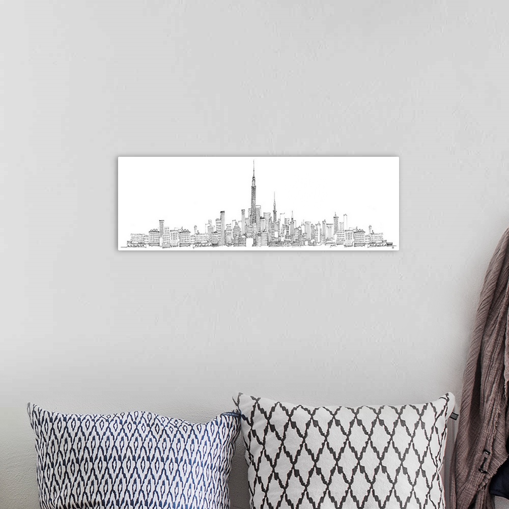 A bohemian room featuring New York Skyline